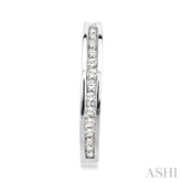 1 ctw Channel Set Round Cut Diamond Hoop Earrings in 10K White Gold